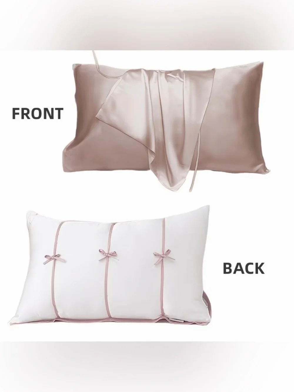 Premium 22 momme 100% Class 6AMulberry Silk Pillowcase, Single-Sided Tie Design